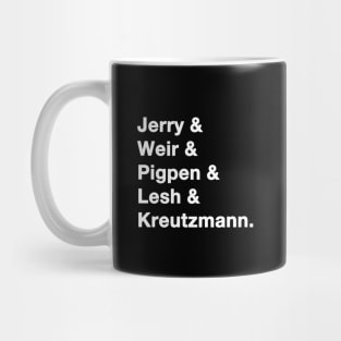 Greatful Dead Names white Mug